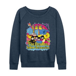 Women's - The Beatles - Vintage Yellow Submarine Lightweight French Terry Wide Neck Long Sleeve Graphic Shirt - 1 of 4