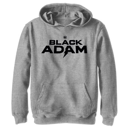 Boy's Black Adam Bold Black Logo Pull Over Hoodie - Athletic Heather - Small