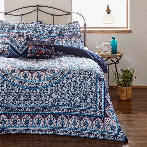 Amena Duvet Cover Set Indigo Azaleas Skye Target