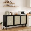 Fontoi Decorative Storage Cabinets, Modern Console Cabinet with 3 Rattan Doors, Bar Cabinet for Kitchen Entryway, Black, 15.4"*31.1"*59.1" - 4 of 4