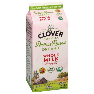 Clover Sonoma Fresh Organic Pastured Raised Whole Milk - 0.5gal