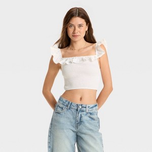 Women's Ruffle Sleeve Smocked Tank Top - Wild Fable™ - 1 of 2
