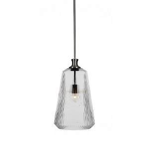 Toltec Lighting Carina 1 - Light Pendant in  Brushed Nickel with 11" Clear Ribbed Shade - 1 of 1