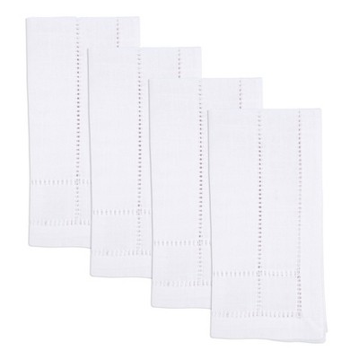 White Cotton Double Hemstitch Table Napkins Set of 4