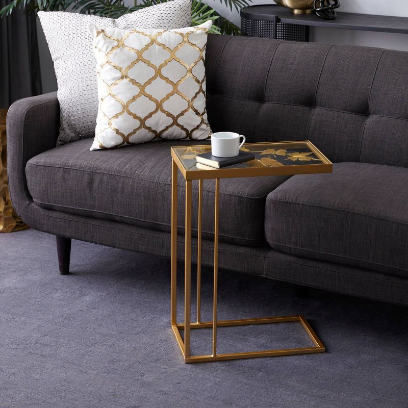 25&#34; Contemporary Metal and Glass Accent Table Gold - Olivia &#38; May, 3 of 8