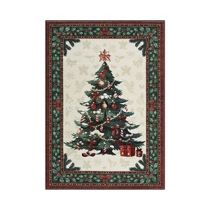 Coolmee Christmas Tree Area Rug 2x3 Washable Rug Non-Slip Soft Low Pile Small Floor Carpet Retro Doormat for Kitchen Bedroom Laundry Bathroom - 1 of 4