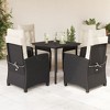 vidaXL 5 Piece Patio Dining Set - Black Poly Rattan, Reclining Garden Chairs with Cushions & Tempered Glass Table, Adjustable Backrests - 2 of 4