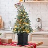 COZONY 3ft Pre-Lit Flocked Tabletop Christmas Tree with 78 Warm White LEDs, Burlap Base, Mini Artificial Holiday Decor - 2 of 4