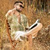 Campus Sutra Men Men's Grass Green & Pale Yellow Geometric Block Oversized Shirt - 3 of 4