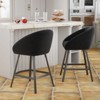 Sapphtopaz Modern Bar Stools Set of 2 with Mid-Back & Armrest Upholstered Counter Height Stools with Metal Legs & Footrest for Kitchen Island - 2 of 4