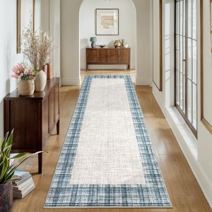 COZONY Contemporary Tartan Pattern Area Rug Runner, Washable Low Profile Carpet Mat with Grip Backing for Living Space, Bedroom, Dorm - 1 of 4