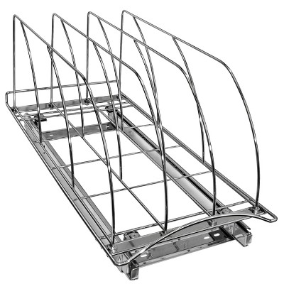 Chrome Slide Out Cutting Board and Bakeware Organizer Rack
