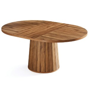Resenkos Computer Desk, Office Desk, Study Desk,55" Oval Meeting Table, Wood Conference Table For 6 People,Rustic Brown - 1 of 4