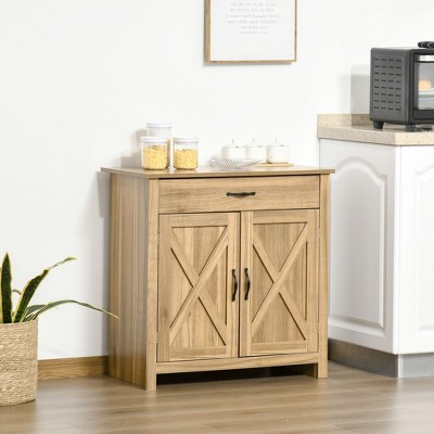 NicBex Farmhouse 2-Doors Sideboard,Kitchen Storage Cabinets with 2 Barn Doors and Drawer for Kitchen,Living room,and Dining Room