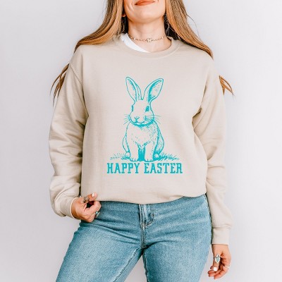 Simply Sage Market Happy Easter Bunny Outline Sweatshirt