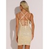 INSPIRE CHIC Women's Lace-up Spaghetti Straps Glitter Sequin Bodycon Mini Dress - 3 of 4
