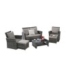6-Piece Outdoor Patio Rattan Conversation Sofa Set with Tempered Glass Coffee Table - 2 of 4