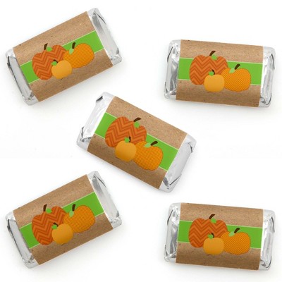 Big Dot of Happiness Pumpkin Patch - Mini Candy Bar Wrapper Stickers - Fall, Halloween or Thanksgiving Party Small Favors - 40 Count