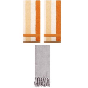 REGALWOVEN 3 Packs Cotton Absorbent Soft Decorative Bathroom Hand Towel for Kitchen - 1 of 4