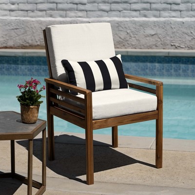 Textured Solid Bone Highback Outdoor Dining Chair Cushion