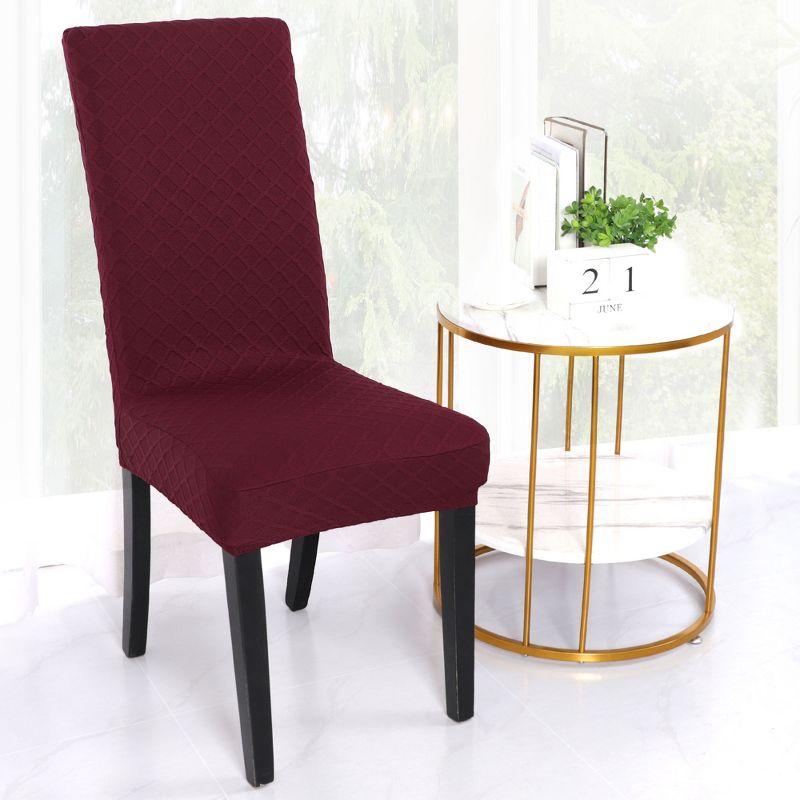 4 Pcs Polyester Spandex Knit Diamond-type Lattice Dining Chair Slipcovers - PiccoCasa, 1 of 5