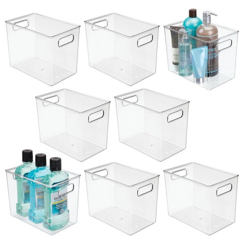 Mdesign Tall Plastic Bathroom Organizer Bin With Built-in Handles, 4 Pack,  Clear : Target