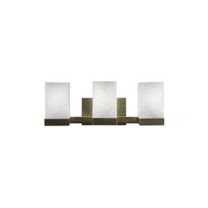 Toltec Lighting Nouvelle 3 - Light Vanity in  New Aged Brass with 4" Square White Muslin Shade - 1 of 1