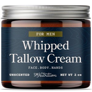 Whipped Beef Tallow Cream for Men, Unscented Face & Body Moisturizer Cream with Beeswax for Skin Health & Barrier Support, SMNutrition, 2 oz - 1 of 4