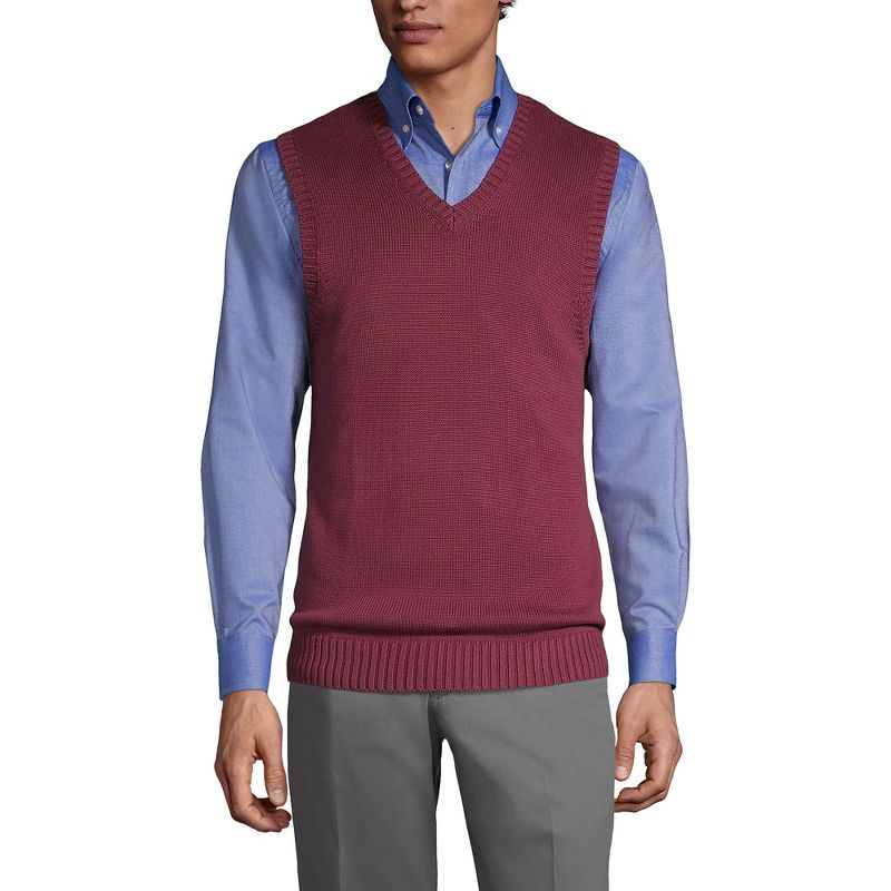 Lands' End School Uniform Men's Cotton Modal Sweater Vest, 3 of 5