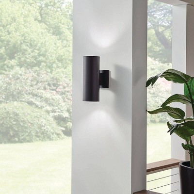 Brushed Aluminum 12" Modern Cylinder Wall Sconce