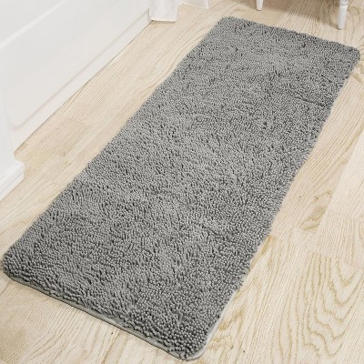 Home Mart Goods Long Light Grey Soft Cozy Plush Chenille Bath Mat Bathroom Rug -  21"x59"