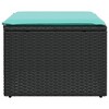 vidaXL Patio Stool with Cushion - Black PE Rattan Outdoor Ottoman -Sturdy Powder-Coated Steel Frame-Removable Blue Cushion Cover -21.7"x 21.7"x 14.6" - 4 of 4