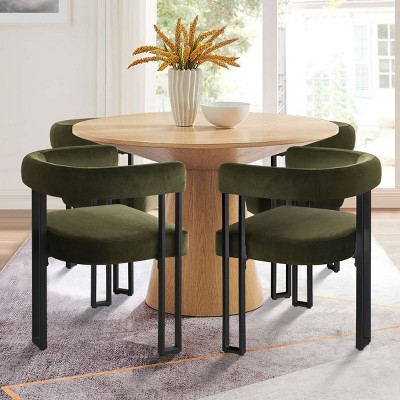 Mia Velvet Dining Chairs Set of 4, Modern Design Armrest Dining Chair with Three Legs for Dining Room, Indoor Furniture - Maison Boucle