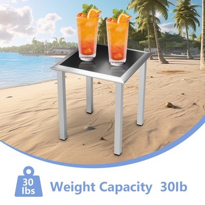 Black Aluminum 3-Piece Outdoor Chaise Lounge Set with Table