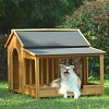 60" Wooden Dog House with Porch, Outdoor Cabin Style Dog Kennel with Asphalt Roof, Side Window, Doors and Elevated Floor for Medium Dogs - Koiai - 3 of 4