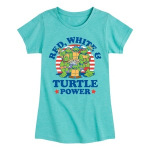 Girls' - Teenage Mutant Ninja Turtles - Red White Turtle Power Fitted Short Sleeve Graphic T-Shirt - 1 of 4