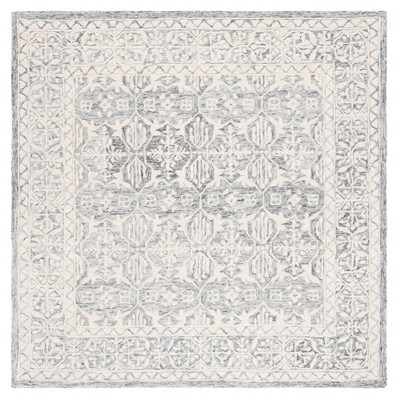 Elegant Gray Square Hand-Tufted Wool Area Rug