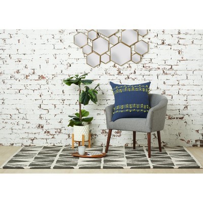 Indigo and Citron Handcrafted Tufted Throw Pillow