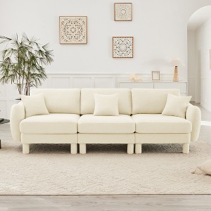 3-Seater Sofa Couch ¨C Modern Shell-Arm Design with Cylindrical Fabric-Wrapped Legs, Plush Foam Seating for Living Room, Bedroom, or Office - 1 of 4