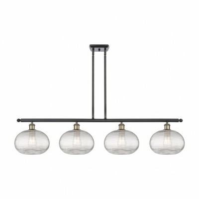Ithaca - 4 Light Stem Hung Island In Industrial Style-10 Inches Tall and 48.25 Inches Wide