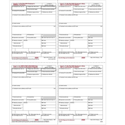 ComplyRight 2020 W-2 Tax Form White 100/Pack (5205)