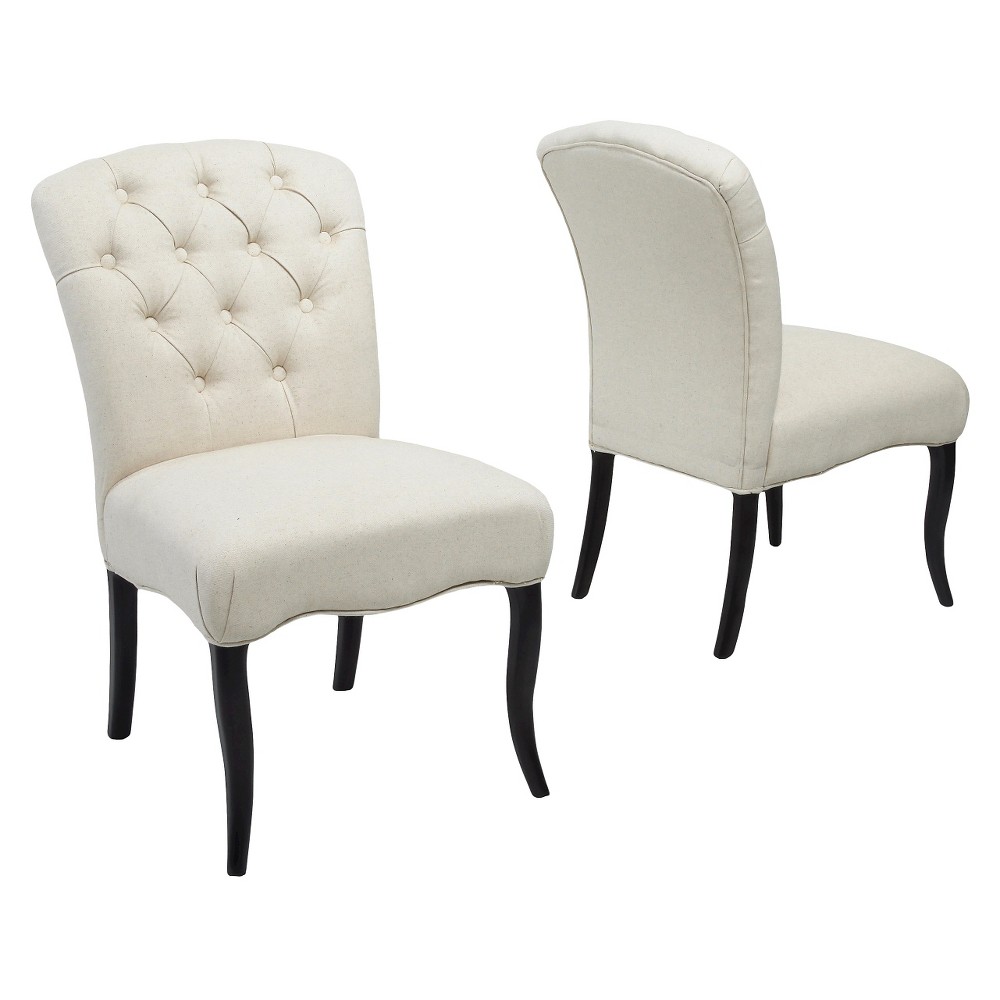 Photos - Chair Hallie Fabric Dining  Set 2ct White - Christopher Knight Home