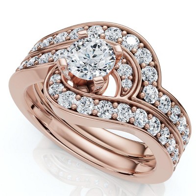 Pompeii3 1Ct TW Diamond Engagement Wedding Ring Set 14k or Platinum Gold Lab Created