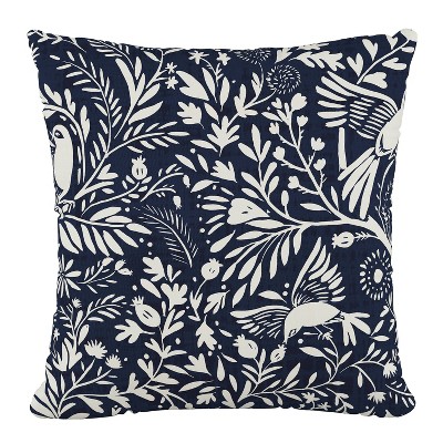 18"x18" Skyline Furniture Square Outdoor Throw Pillow Suki Chinois Navy: Handmade, Polyester Weave, Zippered, Bird Pattern