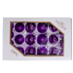 Kurt Adler 60-80MM Shiny and Matte Purple Balls, 20 Piece Set - 1 of 4