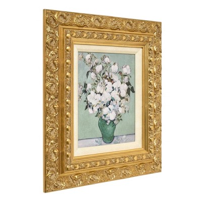 Vincent Van Gogh Ornate Gold Framed Roses Canvas Print