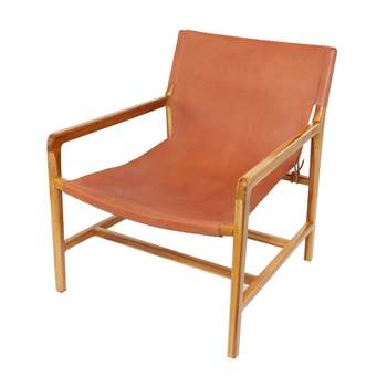 Contemporary Modern Genuine Leather Lounge Sling Chair - Olivia & May