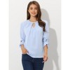 INSPIRE CHIC Women's Work Office Keyhole Pleated Front Ruched 3/4 Sleeve Chiffon Blouse - 2 of 4