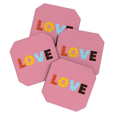 4pk Showmemars Happy Love Coasters - society 6