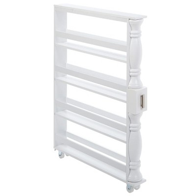 The Lakeside Collection Wooden Can Organizer & Spice Rack - Slim Rolling Kitchen Cart